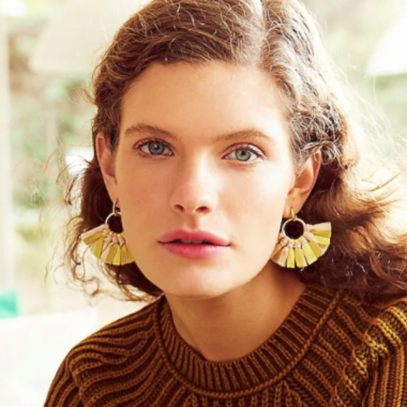 J. Crew Jewelry - NWT J. Crew Fabric Summer Yellow Fan Earri…